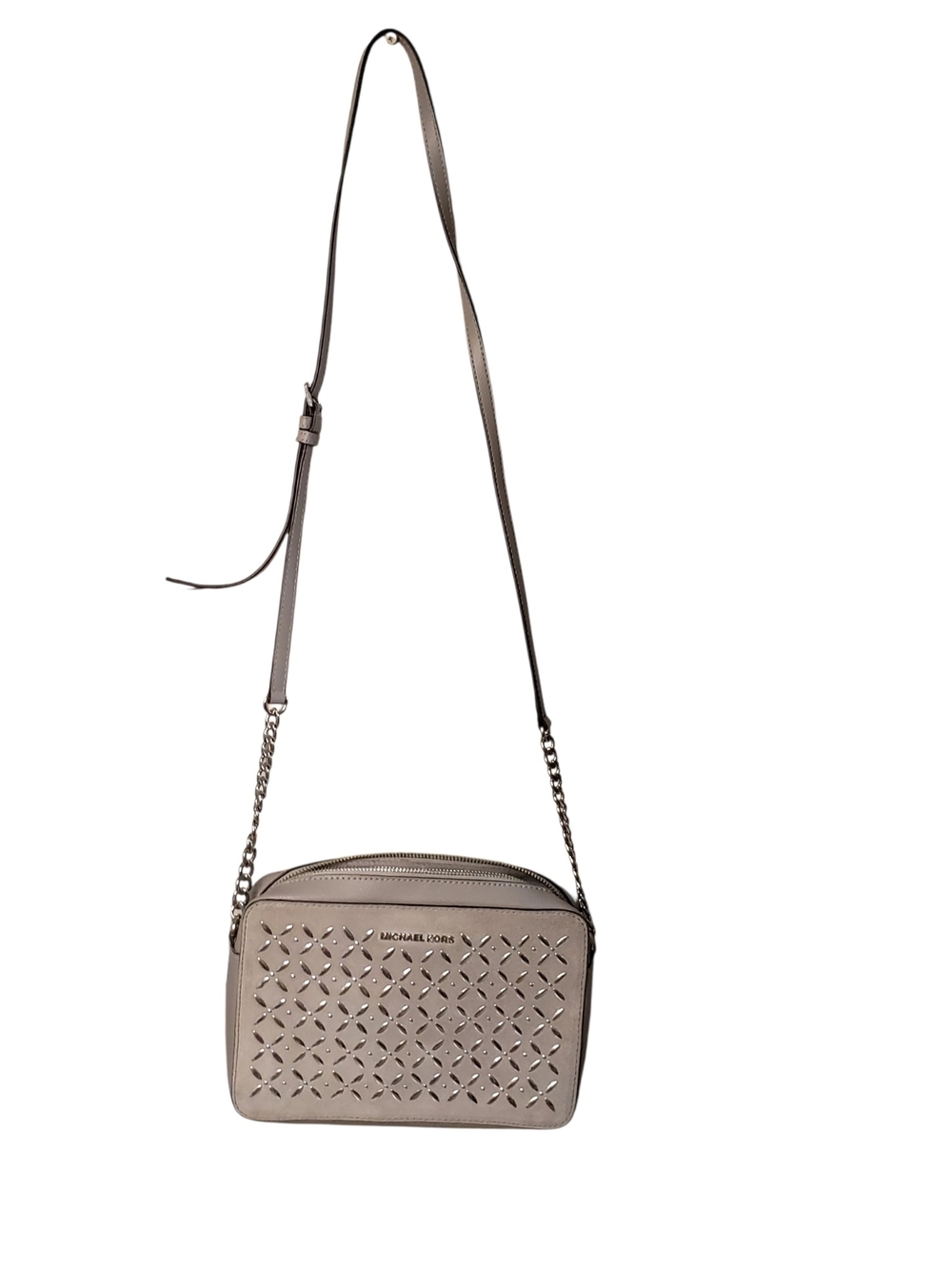 Michael Kors Taupe Laser-Cut Crossbody Bag